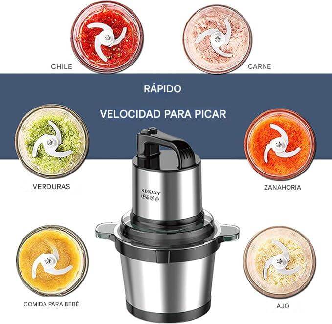 👩🍳 Picadora Sokany Vaso Metal 4L 800W ⚡