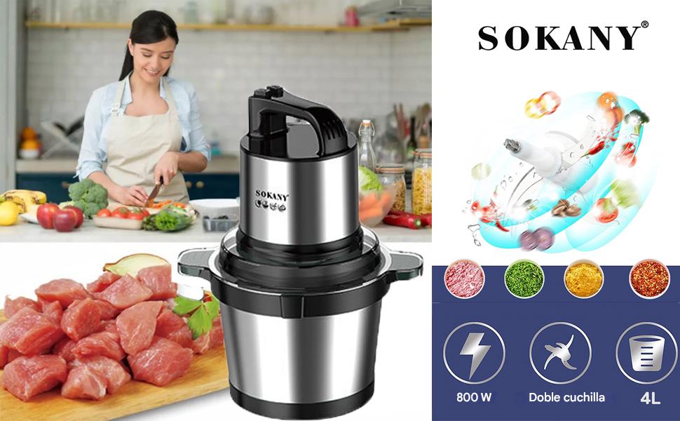 Picadora Eléctrica Profesional Sokany 4L 800W