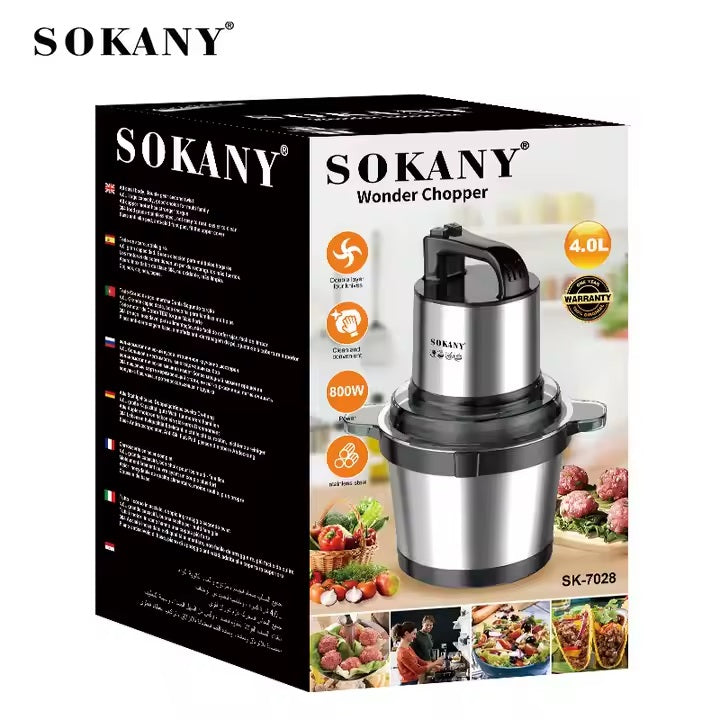 Picadora Eléctrica Profesional Sokany 4L 800W