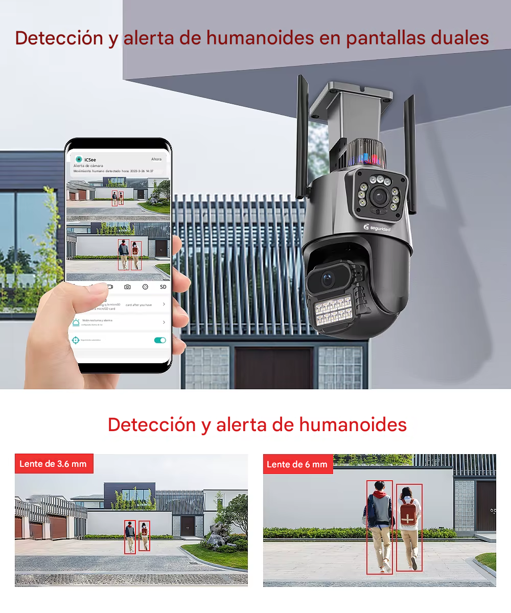 Cámara Guardián Doble Lente con Sirena 🔔