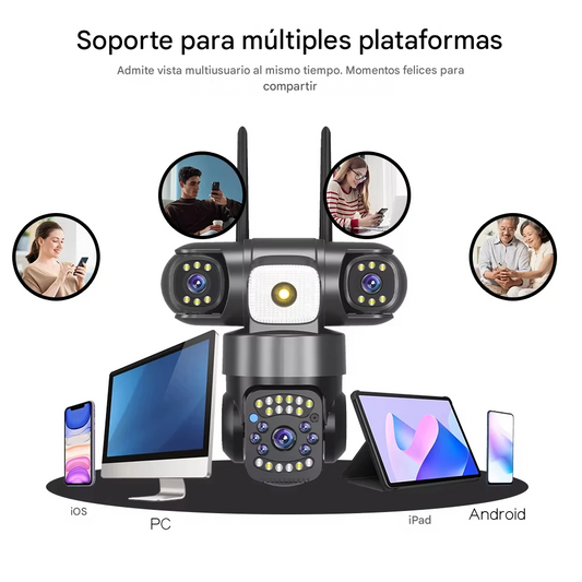 Cámara Triple Lente – Seguridad Total Inalámbrica