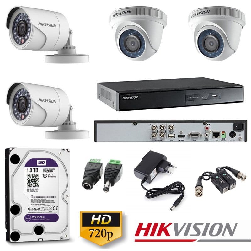 Kit de 4 cámaras de seguridad resolución HD HIKVISION