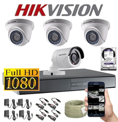 Kit de 4 cámaras de seguridad resolución FHD HIKVISION